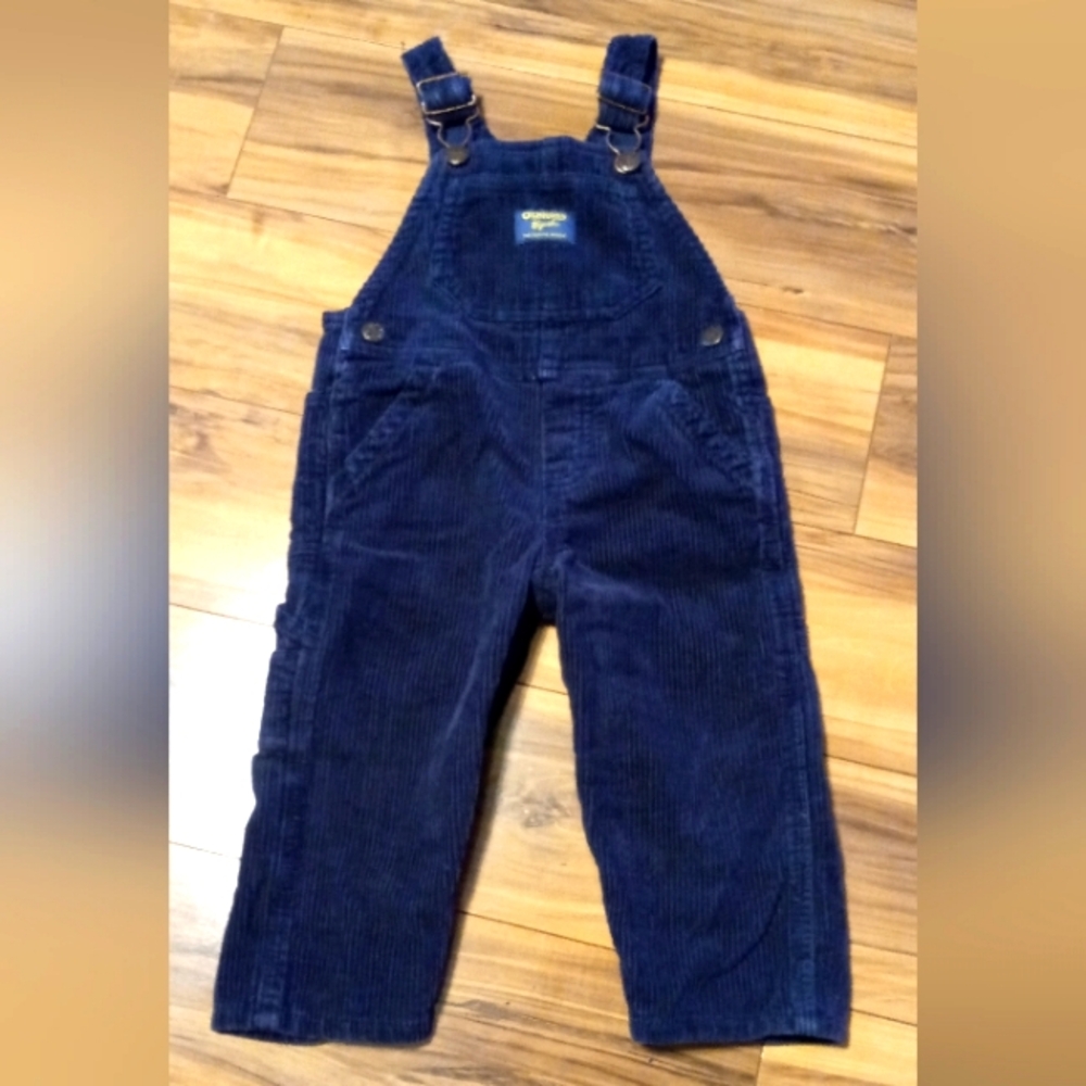 Oshkosh b'gosh Navy Corduroy Carpenter Overalls toddler 18 months snap legs
